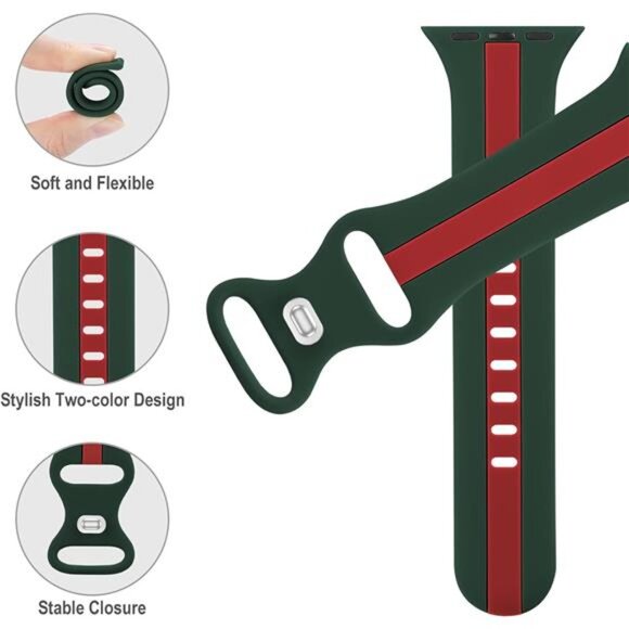 Designer Sport Band Compatible with Apple Watch iWatch Bands Soft Silicone Strap - Picture 2 of 7